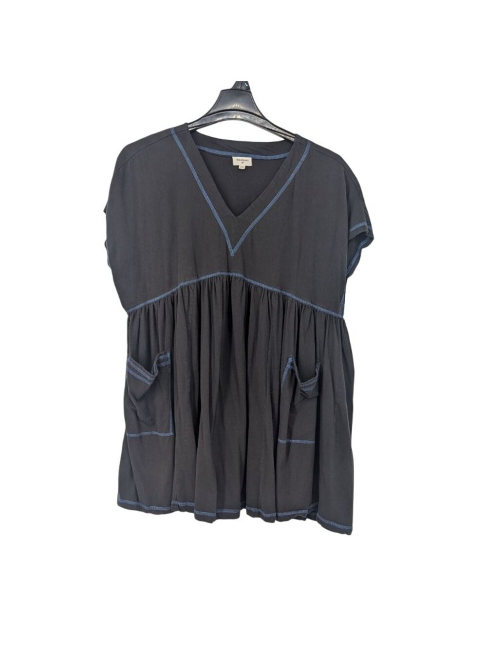 World Market Black Tunic Top Oversized Cottage Minimalist Boho Babydoll One Size